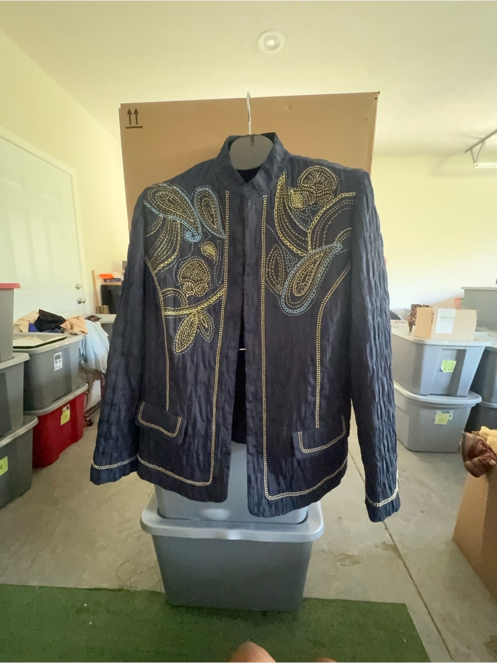 Embellished Navy Women’s Jacket with Gold Stitching p22